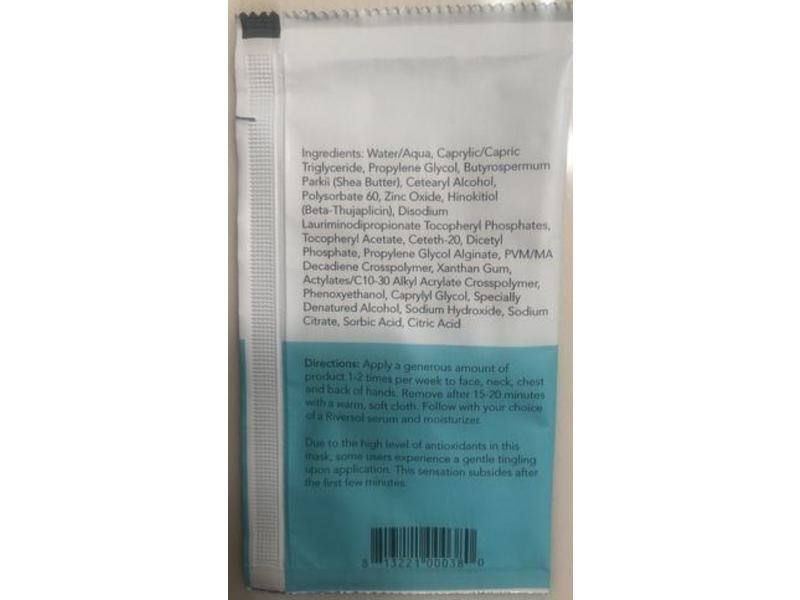 Riversol Dermatologist Developed Antioxidant Mask, Sensitive Skin, 5 mL