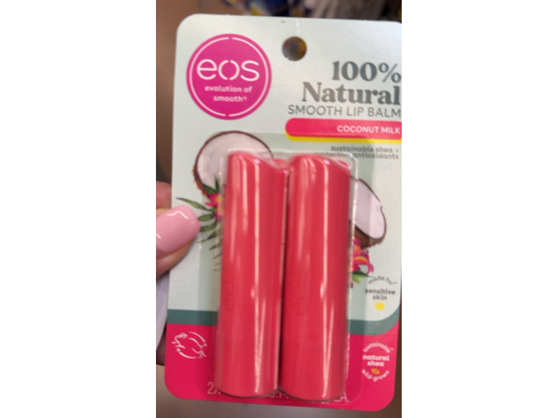 eos 100% Natural Lip Balm, Coconut Milk, 0.14 oz, Pack Of 2