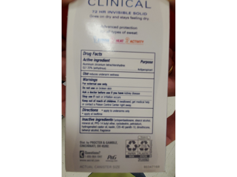 Secret Clinically Proven Sweat Protection, Free & Sensitive, 1.6 oz/45 g