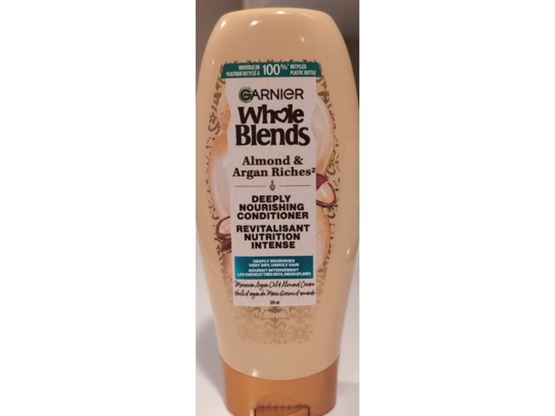 Garnier Whole Blends Deeply Nourishing Conditioner, Almond & Argan Riches, 370 mL