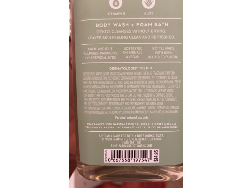 Bath & Body Works Stress Relief Body Wash + Foam Bath, Eucalyptus + Spearmint, 10 fl oz/295 mL