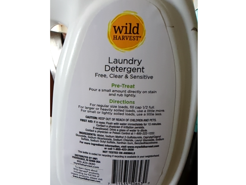 Wild Harvest Laundry Detergent, 33 Loads, 50 fl oz/1.47 L