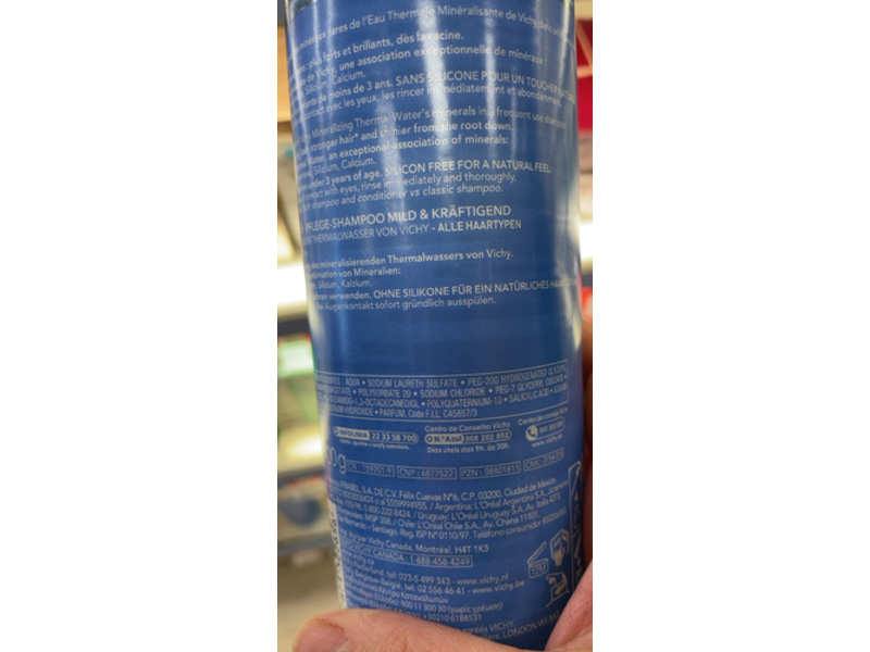 Vichy Dercos Mineral Doux Shampooing, Soft & Fortifying , 400 mL