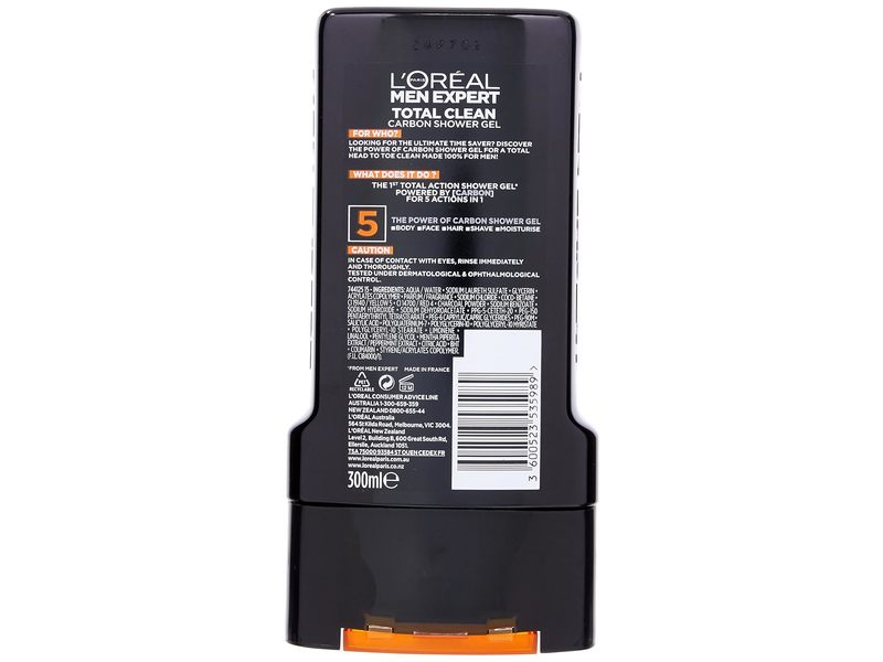 L'Oreal Paris Men Expert Total Clean Carbon 5 In 1 Shower Gel, 300 mL