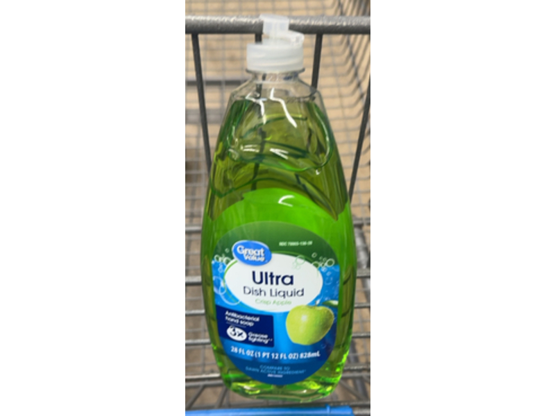 Great Value Ultra Dish Liquid, Crisp Apple, 28 oz/828 mL