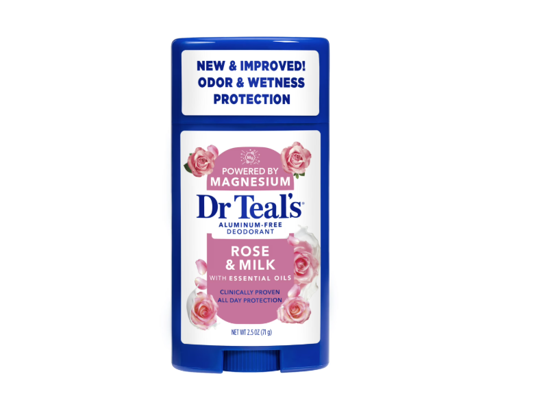 Dr Teal's Deodorant, Rose & Milk, 2.5 oz/71 g