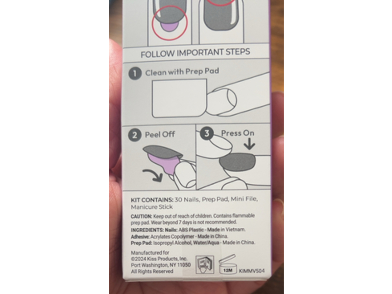 Impress Press-On Manicure Fake Nails Kit, Fearless, 30 Count