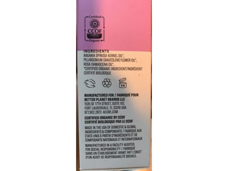 Acure Organics Radically Rejuvenating Rose Argan Oil, 1 fl oz/30 mL