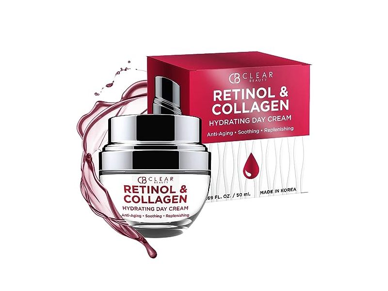 Clear Beauty Hydrating Day Cream, Retinol & Collagen, 1.69 fl oz/50 mL