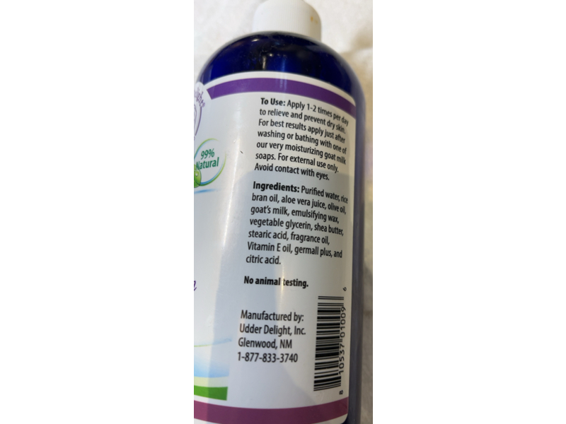 Udder Delight Midnight Cowgirl Lotion, Goat Milk, 8 fl oz/240 mL