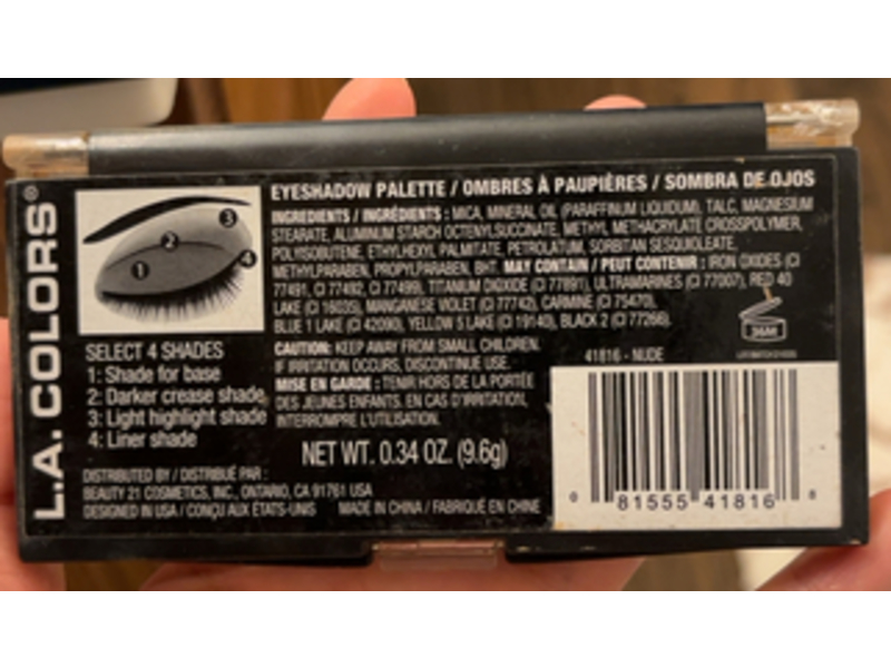 L.A. Colors Eyeshadow Palette, Nude, 0.34 oz/9.6 g