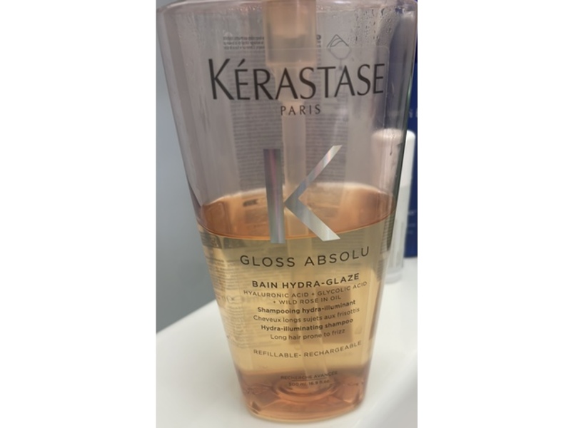 Kerastase Gloss Absolu Hydra-Illuminating Shampoo, Hyaluronic Acid + Glycolic Acid + Wild Rose In Oil, 16.9 fl oz/500 mL