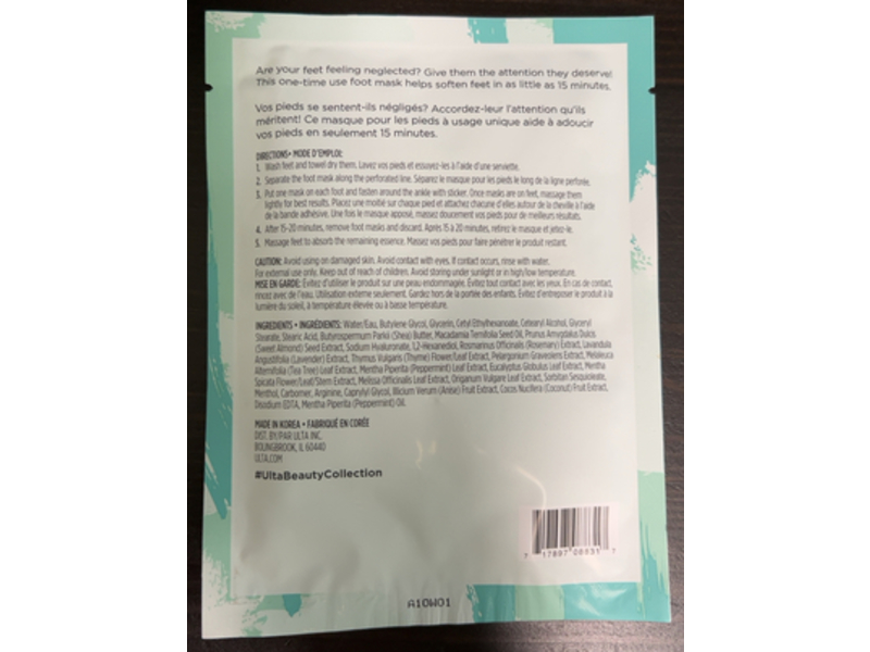 Whim By Ulta Beauty Moisturizing Foot Mask, 0.55 oz/16 g