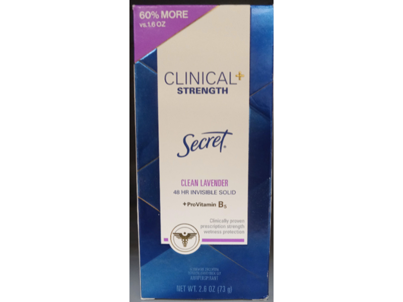 Secret Clinical Strength Invisible Solid Antiperspirant, Clean Lavender, 2.6 oz/73 g