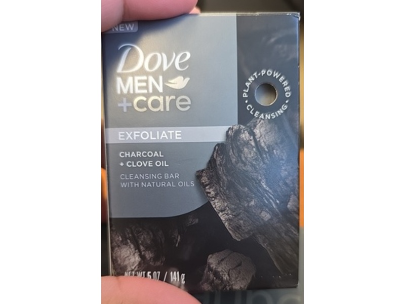 Dove Men + Care Exfoliate Cleansing Bar, Charcoal + Clove Oil, 5 oz/141 g, Pack Of 4