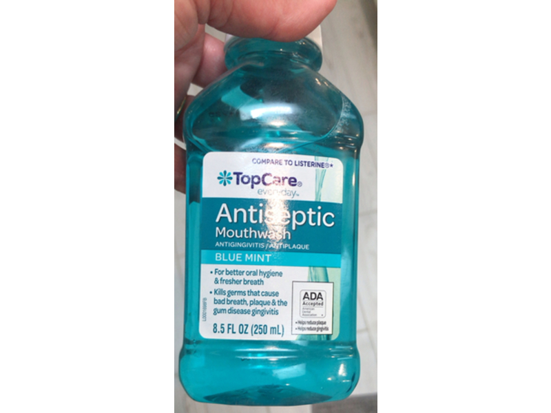 Top Care Antiseptic Mouthwash, Blue Mint, 8.5 fl oz/250 mL