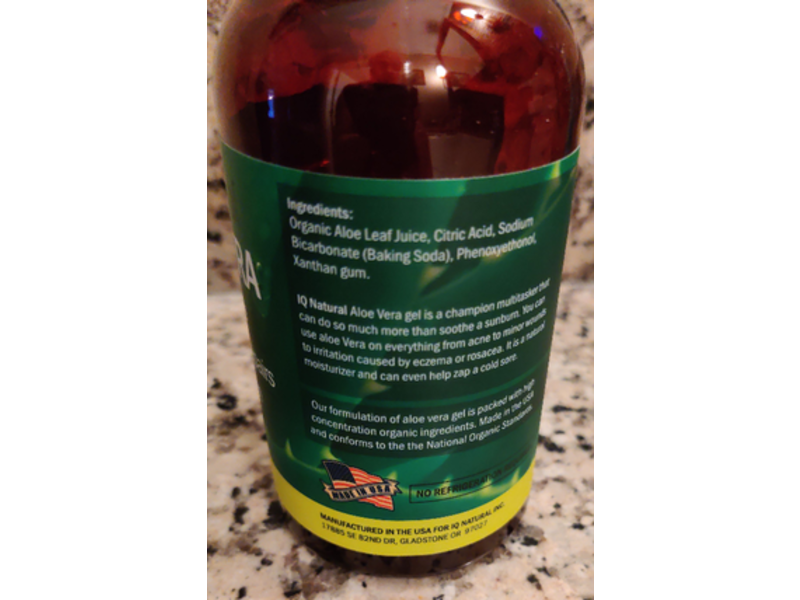 Iqnatural Gel Sun Aftercare, Aloe Vera, 8 oz