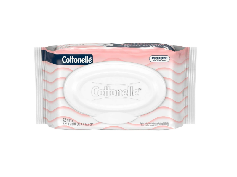 Cottonelle Flushable Wipes, Fragrance Free, Pack Of 42, 8 Packs
