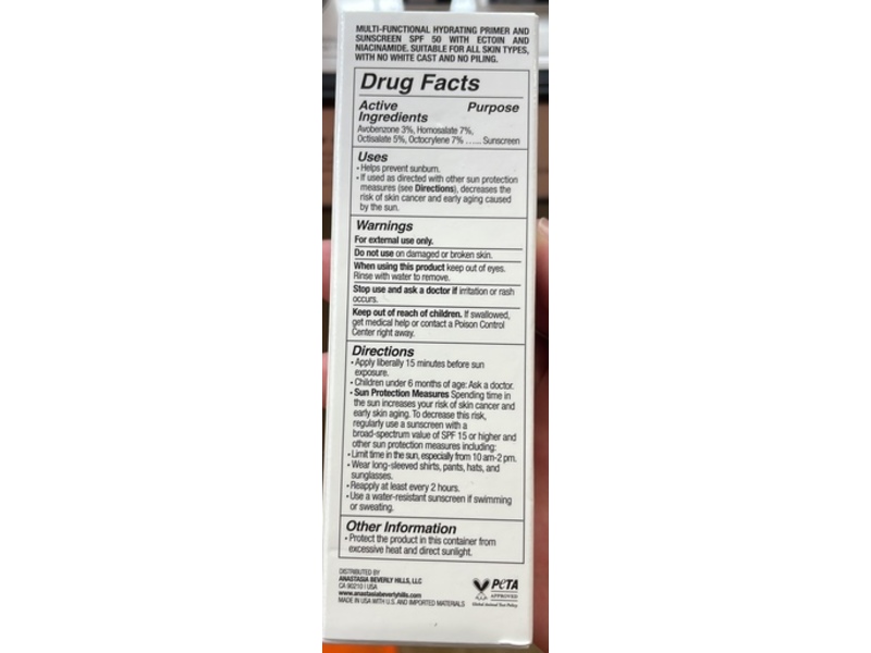 Anastasia Beverly Hills Hydra Prime Sunscreen, SPF 50, 1.69 fl oz/50 mL