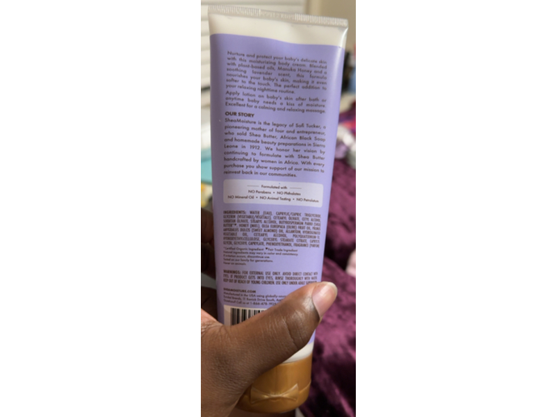 Shea Moisture Baby Night Time Body Cream, Manuka Honey & Lavender, 8 oz/227 g