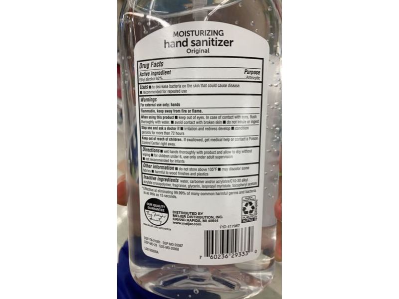 Meijer Moisturizing Hand Sanitizer, Original, 32 fl oz/946 mL