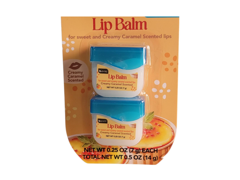 b.Pure Lip Balm, Creamy Caramel Scented, 0.25 oz/7 g, Pack Of 2