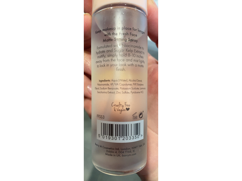 Barry M Fresh Face Matte Setting Spray, Niacinamide, 2.37 fl oz/70 mL