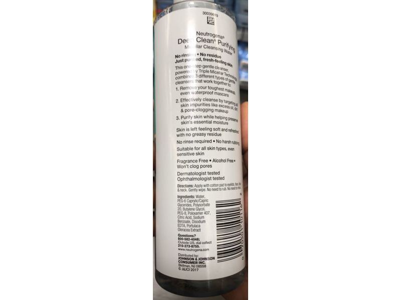 Neutrogena Deep Clean Purifying Micellar Cleansing Water, 11.3 fl oz/334 mL