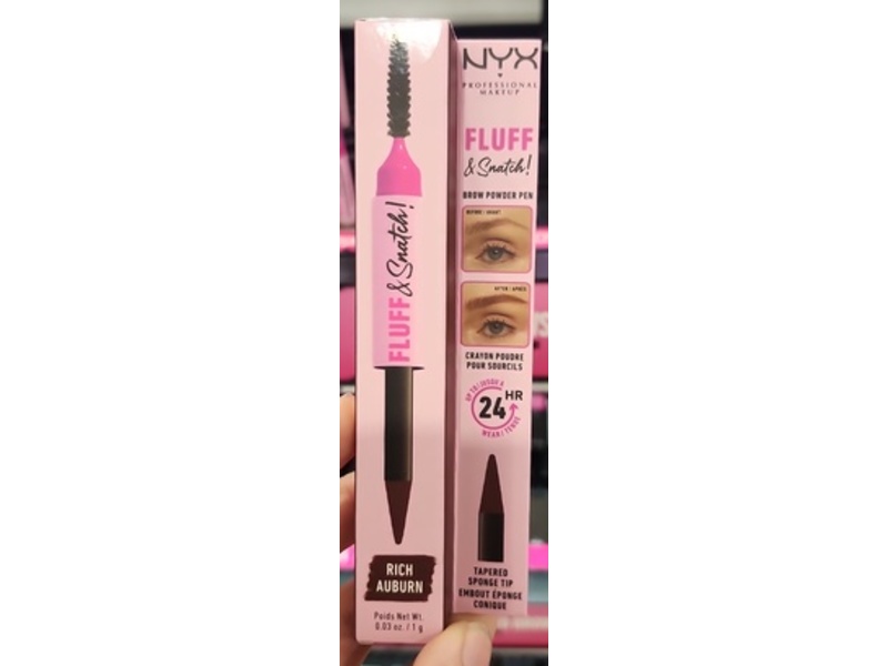 Nyx Fluff & Snatch Brow Powder Pen, 04 Rich Auburn, 0.03 oz/1 g