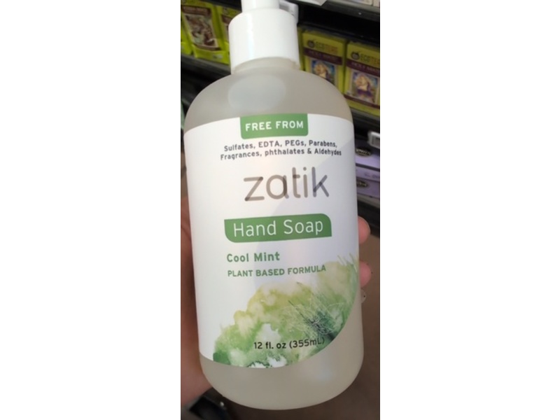 Zatik Naturals Moisturizing Hand Soap, Cool Mint, - 12 fl oz/355 mL