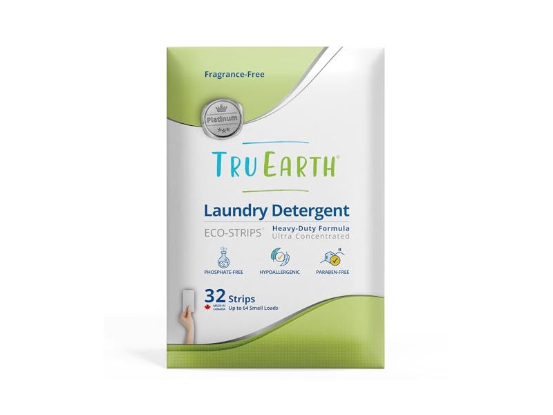 Tru Earth Platinum Heavy Duty Laundry Detergent Eco-Strips, Fragrance-Free, 32 Count