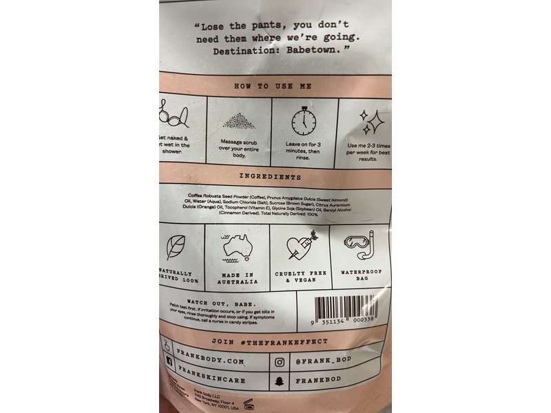 Frank Body Scrub, Original Coffee, 7 oz/200 g