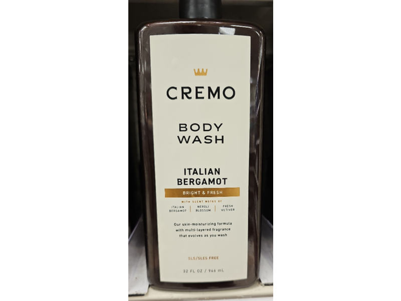 Cremo Bright & Fresh Body Wash, Italian Bergamot, 32 fl oz/946 mL
