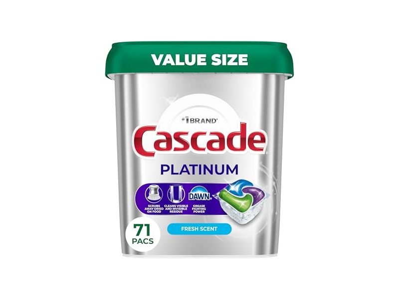 Cascade Dawn Platinum Dishwasher Pods, Fresh Scent, 71 Loads, 38.3 oz/1.08 kg