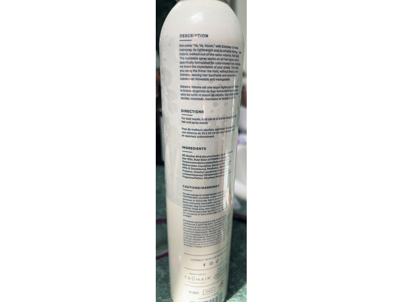 Truhair Extreme Volume Brushable Hairspray, 10 oz/284 g