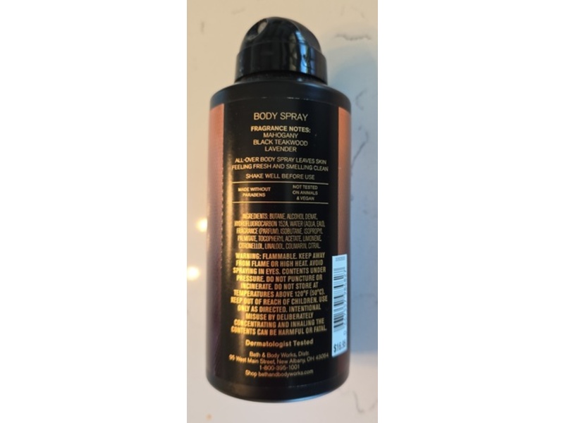 Bath & Body Works Body Spray, Mahogany Teakwood, 3.7 oz/104 g