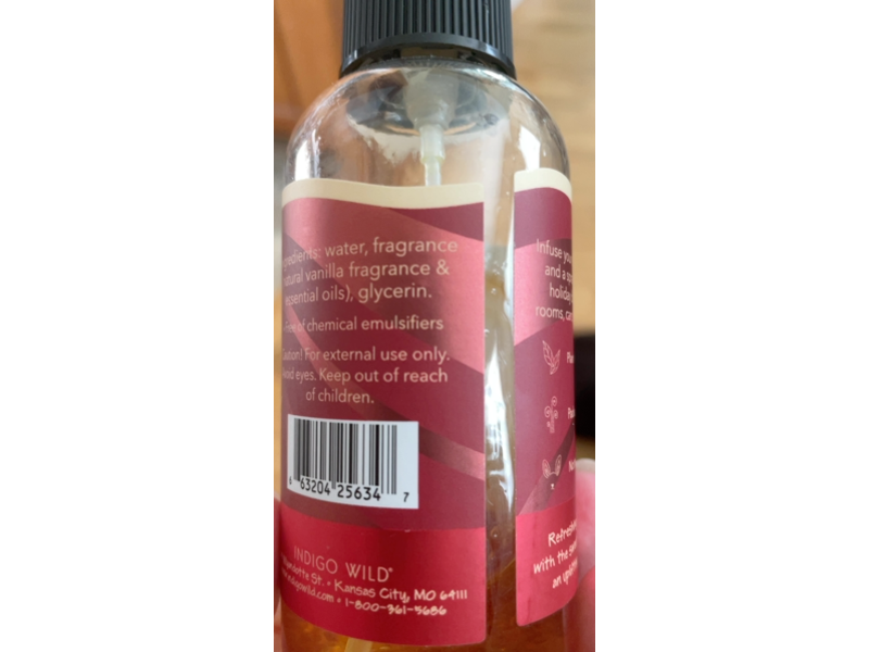 Indigo Wild Zum Room & Body Mist, Peppermint + Vanilla, 4 fl oz/118 mL