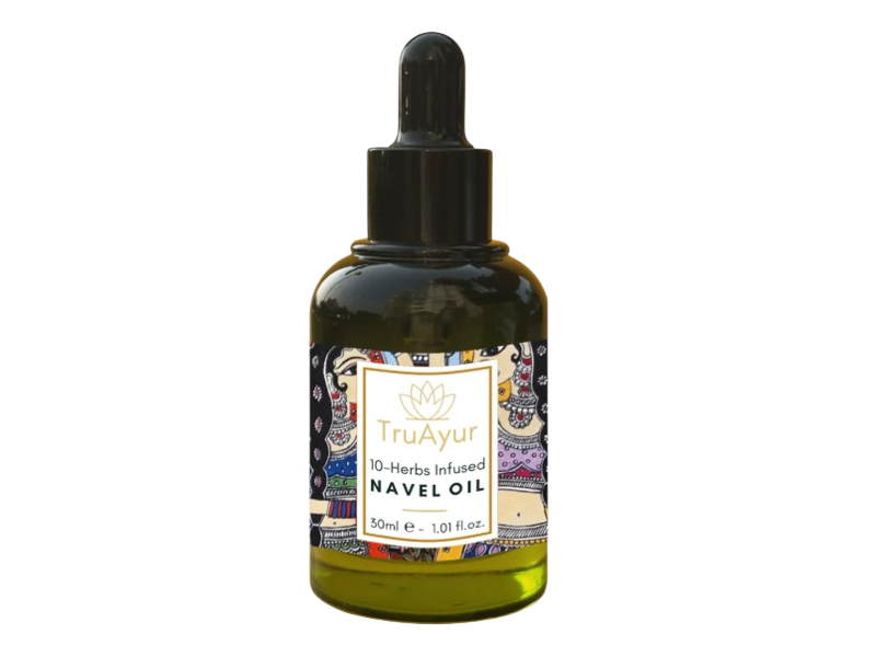 TruAyur 10-Herbs Infused Navel Oil, 1.01 fl oz/30 mL