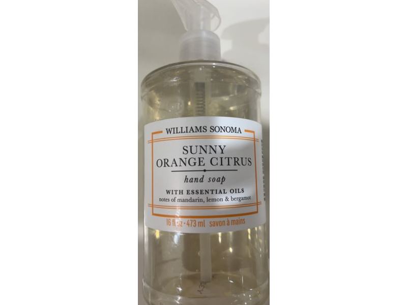 Williams Sonoma Sunny Hand Soap, Orange Citrus, Essential Oils, 16 fl oz/473 mL