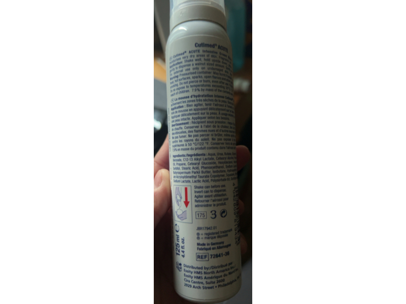 Cutimed Acute Intensive Cream Mousse, 10% Urea, 4.4 fl oz/125 mL