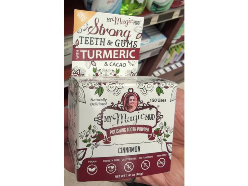 My Magic Mud Strong Teeth & Gums with Turmeric & Cacao Polishing Tooth Powder, Cinnamon, 1.41 oz/40 g