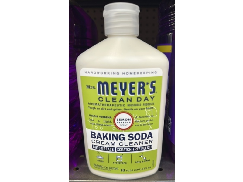Mrs. Meyer's Clean Day Baking Soda Cream Cleaner, Lemon Verbena, 16 fl oz/473 mL