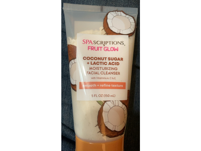 Spascriptions Fruit Glow Moisturizing Facial Cleanser, Coconut Sugar + Lactic Acid, 5 fl oz/150 mL