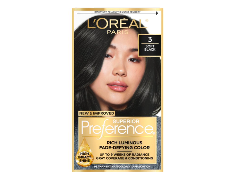 L'Oreal Paris Superior Preference Permanent Hair Color, 3 Soft Black Natural, 1 Application