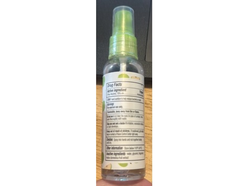 B Pure Hand Sanitizer Spray, Green Apple Scented, 2 fl oz/59 mL