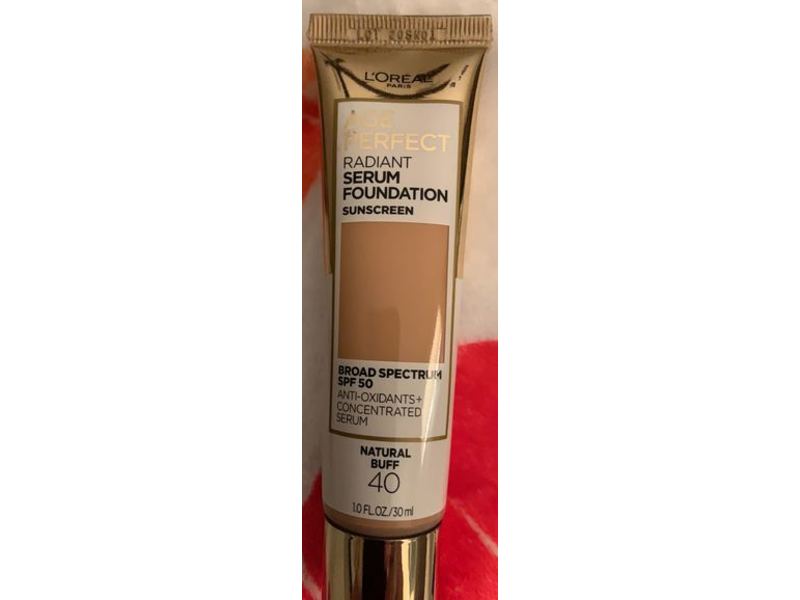 L'Oreal Paris Age Perfect Radiant Serum Foundation Sunscreen, SPF 50, Natural Buff, 1.0 fl oz/30 mL