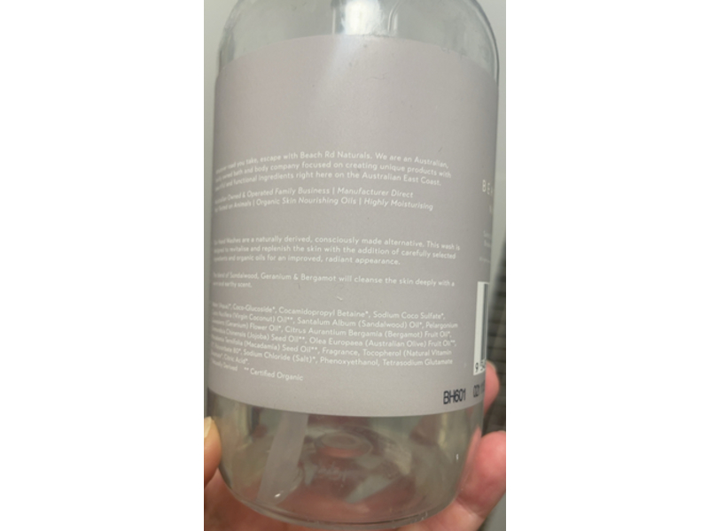 Beach RD Naturals Hand Wash, Sandalwood Geranium & Bergamot, 16.9 fl oz/500 mL