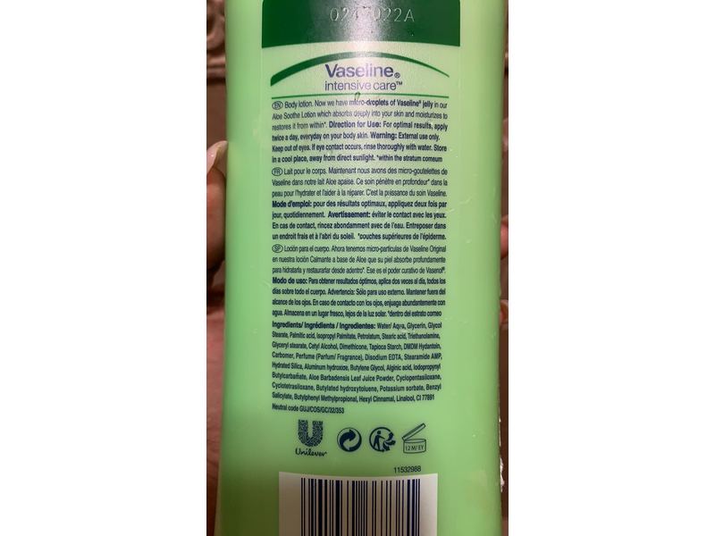 Vaseline Intensive Care Body Lotion, Aloe Soothe, 24.51 oz/725 mL