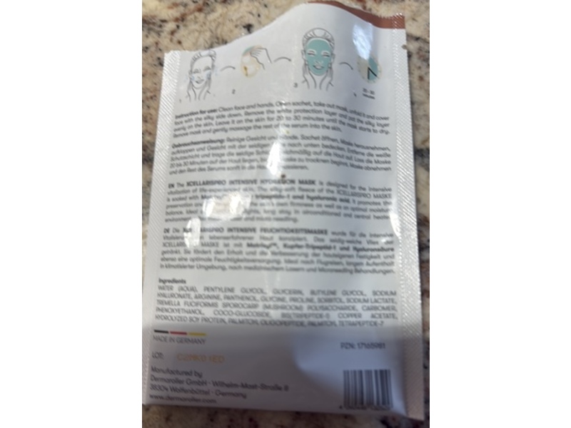 Dermaroller Intense Hydration Mask, 0.63 fl oz/18 mL