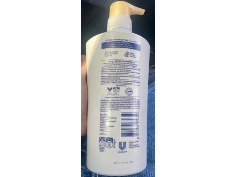 Dove Ultra Care Shampoo, Nourishing Moisture, 850 mL